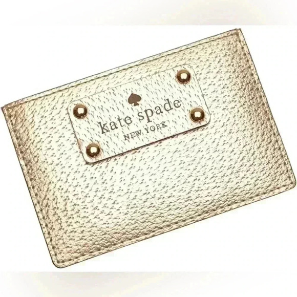 kate spade Handbags - Kate Spade Womens Gold Tan Small Card Holder Wallet